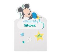 Hallmark 25490492 Medium "Sweet Son" Mickey Mouse New Baby Card