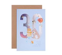 Hallmark 30th Birthday Card - Contemporary Embossed Illustrated Bear Design