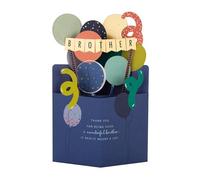 Hallmark 3D Birthday Card for Brother - Colourful Balloons Bunting Design