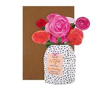 Hallmark 3D Birthday Card for Wife - Vase of Flowers Design