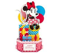 Hallmark 3D & Pop Up Birthday Card, Disney Minnie Mouse with Gifts & Balloons, for Her, Pink, Red