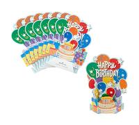 Hallmark 3D & Pop Up Birthday Card Multipack, Pack of 8, Balloons & Cake Design, Kids Birthday, Red, Blue, Orange, Green