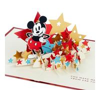Hallmark 3D Pop-Up Card, Disney Mickey Mouse Celebration Stars Design | 17.3cm x 23.8cm x 8.5cm, Red Foil Details, Laser-cut Design, White Envelope, Perfect for Brthday, Father's Day, any occasion