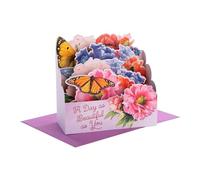 Hallmark Greeting Card, 3D, Pop Up Card, Birthday, Mothers Day, Pink Florals, Butterfly, Flowers, Marjolein Bastin, Purple