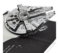 Hallmark Star Wars Millennium Falcon, 3D and Pop-Up Card, Any Occasion, Birthday, Fathers Day, Han Solo, Space Themed, Silver