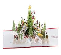 Hallmark 3D & Pop-Up Christmas Card, Disney,Mickey Mouse, Minnie Mouse, Pluto, Donald Duck, Daisy Duck, Goofy, Red