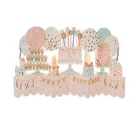 Hallmark 3D & Pop Up Jumbo Birthday Card, Pull Out Banner, Party Decorations Design, For Her, Pink, Blue, White