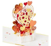 Hallmark 3D & Pop Up Love Card, Hearts Display, Anniversary, Valentines, Engagement, Gold, Red