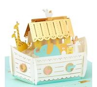 Hallmark 3D & Pop Up New Baby Card, Noah's Ark Design, Animals, Girl, Boy, Gold, Blue