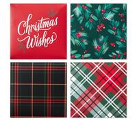 Hallmark 4" Gift Card Holders (Red and Green Plaid, Holly, "Christmas Wishes" Black and Red Plaid) Small Gift Boxes for Gift Cards