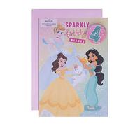 Hallmark 4th Birthday Card, Disney Princess, With Keepsake 4 Badge
