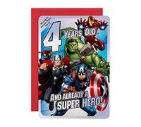 Hallmark 4th Birthday Card, MARVEL Superheroes, With Activity, Blue