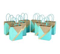 Hallmark 6"""" Small Paper Gift Bags (Pack of 8 - Kraft Turquoise & Mint) for Christmas Birthdays Weddings Mother's Day Baby Showers Bridal Showe