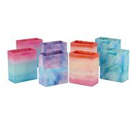 Hallmark 6" Small Gift Bag Bundle (8 Bags, 4 Watercolor Tie-Dye Designs in Pink, Purple, Blue, Green) for Birthdays, Easter, Mother's Day, Galentine's Day, Teachers