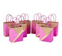 Hallmark 6" Small Paper Gift Bags (Pack of 8, Pink and Kraft) for Birthdays, Easter, Weddings, Mother's Day, Baby Showers, Bridal Showers, Care Packages, May Day