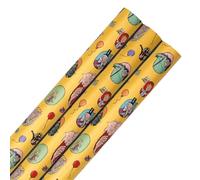 Hallmark 6m Roald Dahl & Quentin Blake Wrapping Paper, 3-Pack, | The BFG, Matilda, Charlie, Willy Wonka, Mr Fox, the Twits, Birthday, Christmas, Each Roll 70cm X 200cm, Handy Cutting Grid,