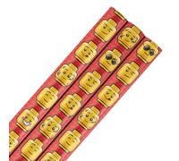 Hallmark 6M Wrapping Paper, Pack of 3, LEGO, LEGO Heads, 2M Each, Birthday, Christmas, Red