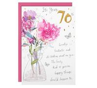 Hallmark 70th Birthday Card - Classic Embossed Floral Design