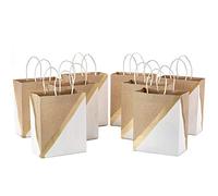Hallmark 9" Medium Paper Gift Bags (8 Bags: White, Gold and Kraft) for Christmas, Birthdays, Weddings, Easter, Mothers Day, Graduations, Baby Showers, Bridal Showers, Care Packages
