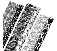 Hallmark All Occasion Reversible Wrapping Paper Bundle - Black and White Flowers and Dots (3-Pack: 75 sq. ft. ttl.) for Birthdays, Weddings, Graduations, Valentine's Day, Anniversaries, Christmas