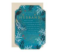Hallmark Anniversary Card for Husband - Green Traditional Floral Design with Heartfelt Verse