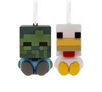 Hallmark Better Together Minecraft Zombie and Chicken Magnetic Christmas Ornaments, Set of 2, Gifts for Gamers