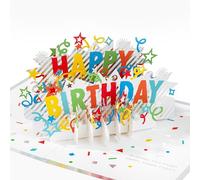 Hallmark Birthday Card, 3D & Pop Up Birthday Banner, Rainbow Stripes, Red, Yellow, Blue, Green