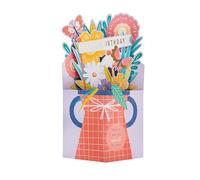 Hallmark Birthday Card - 3D Pop-Up Pink Flowers & Vase Design