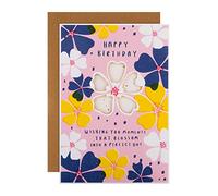 Hallmark Birthday Card - Contemporary Floral Design with Seeded Paper Insert
