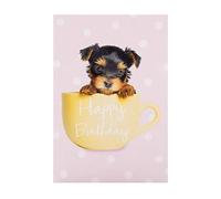 Hallmark Birthday Card - Cute Photographic Puppy in Cup Design
