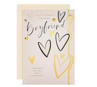 Hallmark Birthday Card for Boyfriend, Gold Foil, Hearts with Heartfelt Verse