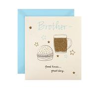 Hallmark Birthday Card for Brother - Classic Glitter Embellished Beer and Burger Design