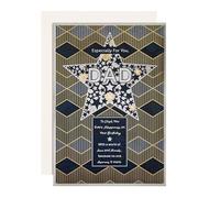 Hallmark Birthday Card for Dad, Dark Pattern with Star Design, Blue