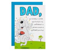 Hallmark Birthday Card for Dad, Funny, Humour, Pop Up Design, Dog Illustration, White, Green