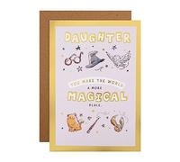 Hallmark Birthday Card for Daughter, Harry Potter Illustrations, Activity | Measures 15.9 Cm X 22.8 Cm, Gold Foil and Embossed Details, Brown Kraft Envelope, Red, Gold, And Black, Fully Recyclable