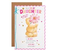 Hallmark Birthday Card for Daughter, Cute Forever Friends with Flower Design, Pink, Blue