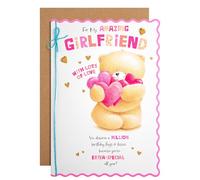 Hallmark Birthday Card for Girlfriend, Cute Forever Friends with Hearts Design, Pink, Blue