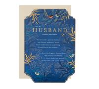 Hallmark Birthday Card for Husband - Blue with Traditional Floral Design with Heartfelt Verse