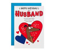 Hallmark Birthday Card for Husband, Funny, Humour, Pop Up Design, Dog Illustration, White, Red