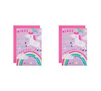 Hallmark Birthday Card for Niece - Cute Magical Unicorn Design (Pack of 2)