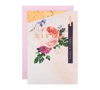 Hallmark Birthday Card for Sister - Classic Floral Embossed Design with Gold Foil