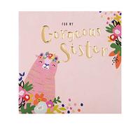 Hallmark Birthday Card for Sister - Embossed Illustrated Tiger Design