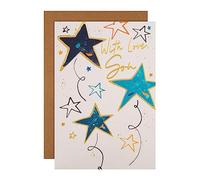 Hallmark Son Birthday Card, Birthday Card for him, Classic Blue Stars, Squiggles, Gold Foil