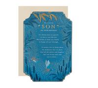 Hallmark Birthday Card for Son - Blue Traditional Floral Design with Heartfelt Verse