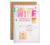 Hallmark Birthday Card for Wife, Cute Forever Friends Bears Design, Pink, Blue