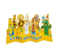 Hallmark Birthday Card, LEGO Characters, 3D & Pop Up Design, Yellow
