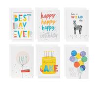 Hallmark Birthday Cards Assorted Multipack, Pack of 24, 6 Designs, Yellow, Red, Blue, White