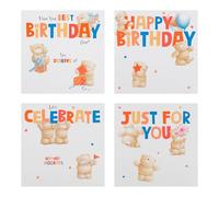 Hallmark Birthday Cards Multipack, Mixed Birthday Cards, Pack of 20, 4 Forever Friends Design, Bears, White, Red, Blue