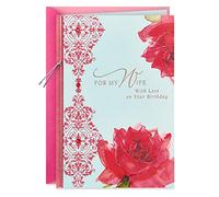 Hallmark Birthday Greeting Card for Wife Black Pattern Roses Patterned Roses