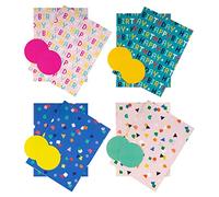 Hallmark Birthday Wrapping Paper and Gift Tag Pack Bundle - 8 Sheets and 8 Tags in 4 Designs